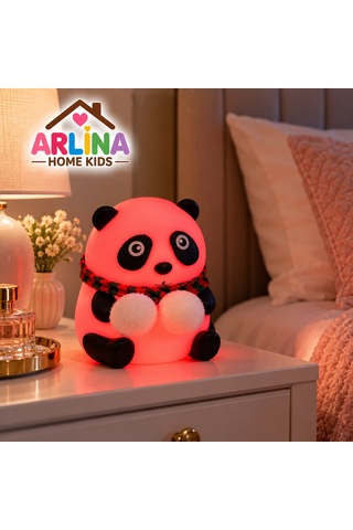 Sevimli Panda Gece Lambası Rgb Renk Değiştiren Dokunmatik Silikon Bebek Çocuk Odası Şarjlı Led Çok Renkli