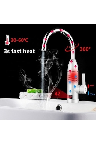 Moly 3000w Tankless Musluk Bba Shop Lcd Ekran Dijital Mutfak Musluğu Beyaz Beyaz