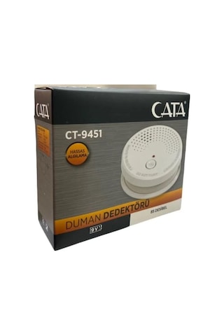 Cata Ct-9451 9v Pilli Duman Dedektörü Pil Hariçtir,beyaz