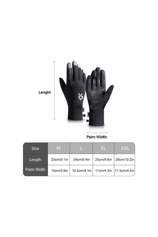 Erkek Kış Dokunmatik Eldivenler Kaymaz Polar Su Geçirmez Termal Spor Eldivenler Siyah