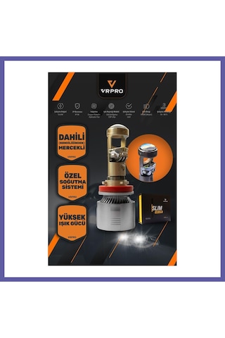 Bezos Slim Mercekli H7 Led Far Ampulü 40w 12v Fanlı Vr Pro H7 Led Xenon Beyaz Işık Nıda