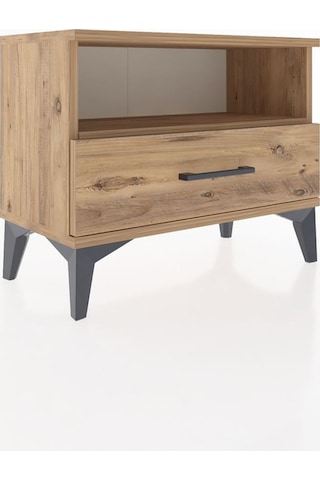 Arges Komodin Tek Raflı Tek Çekmeceli 60x30x48 Çam-çam Çam