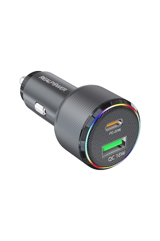 Realpower 38w Hızlı Araç Şarjı + Type-c Den Lightning Kablo Rp-cc38w Siyah
