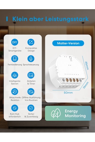 Meross Matter Akıllı Sıva Altı Röle Matter Mss815 Apple Home Destekli .
