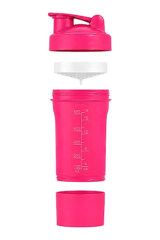 Gym Smart Shaker 550 Ml Ölçekli Ve Sızdırmaz Kapaklı Saklama Hazneli Protein Shaker Pembe Çok Renkli
