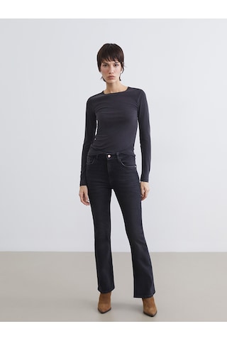 Lcw Jeans Siyah Flare Kadın Jean Pantolon