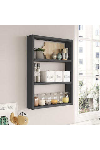 Robinhome Robin Home Marla 3'Lü Duvar Rafı Mutfak Banyo Rafı Antrasit Ma1-A