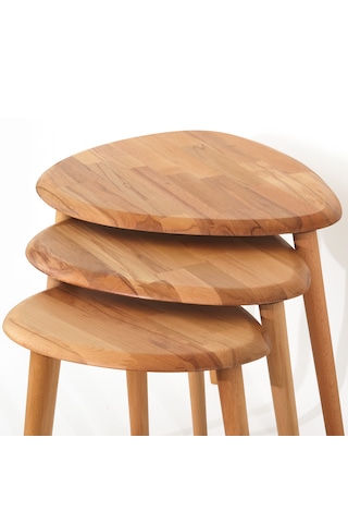 Naturel Masif Modern Doğal 3'lü Zigon Sehpa Seti