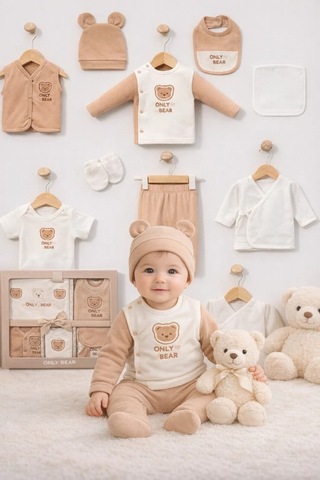 Baby Zuhu My Baby Kumsal % 100 Coton 10 Lu Hastane Çıkışı Only Bear 6553 Kahverengi Kahverengi