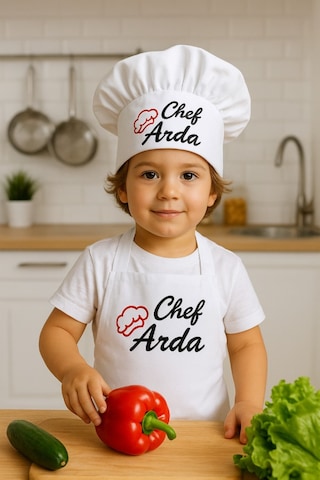 Chef Önlük Ve Şapka Baskı Ve Yaş Soru Kısmından Beyaz