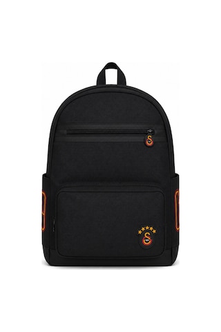 Galatasaray Lisanslı Siyah Suni Deri Detaylı Sırt Çantası - Laptop Bölmeli Okul Ve Günlük Sırt Çantası