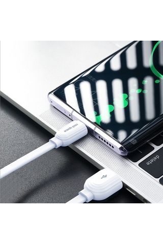 Rock Space S5 Micro Usb Şarj Ve Data Aktarım Kablosu 1Mt 2.4A -Beyaz