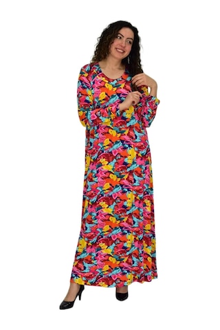 Kadın Uzun Kol Likralı Viskon Elbise Bgl-st04673 Kırmızı