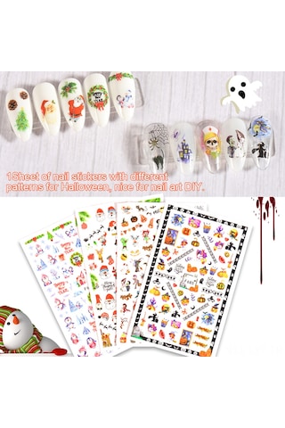 Youtek Halloween Tırnak Stickerleri, F691 Modeli, Ev Ve Salonda Kullanım İçin, Çeşitli Desenler, Kolay Uygulama, Tırnak Sanatı Aksesuarı