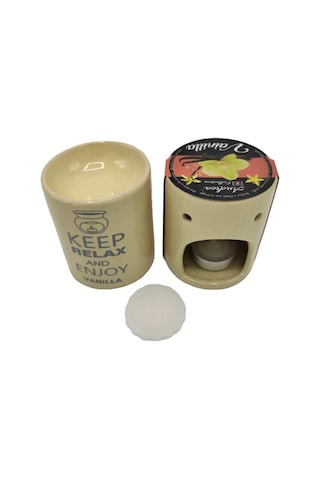 Relax And Enjoy Vanillla Seramik Buhurdanlık ve Wax Mum