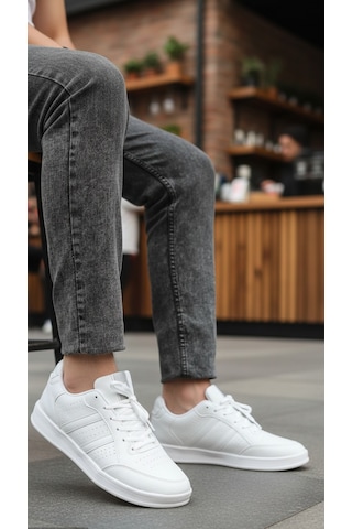 Fore Sport Erkek Günlük Yürüyüş Spor Ayakkabı Suni Deri, Hafif, Rahat, Darbe Emici Sneaker Beyaz