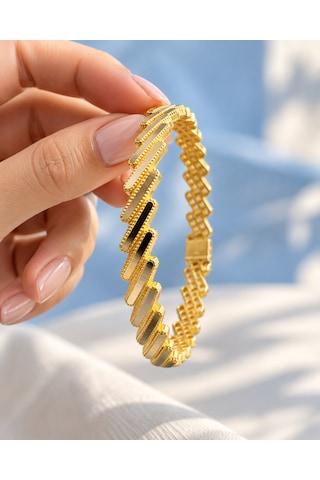 Altın "lumière" Geometrik Kelepçe Bilezik 8 Ayar - 4,60-4,80 Gr