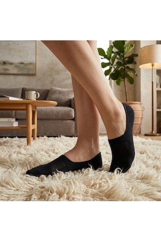 Heren Socks Heren 3'lü Bambu Görünmez Kadın Babet Çorap Siyah