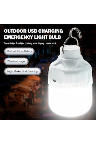 Açık Usb Şarj Edilebilir Led Lamba Ampul Yüksek Parlaklık Acil Beyaz