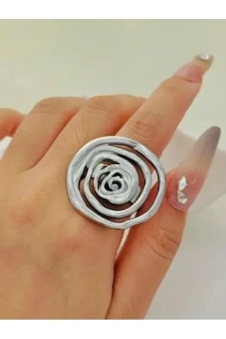 Geometrik Ayarlanabilir Çelik Yüzük Gümüş