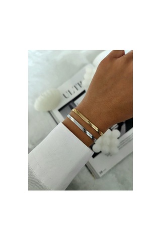 Steel Hasır Yassı İtalyan Paslanmaz Çelik Gold Silver Seçenekli Unisex Bileklik Fuşya