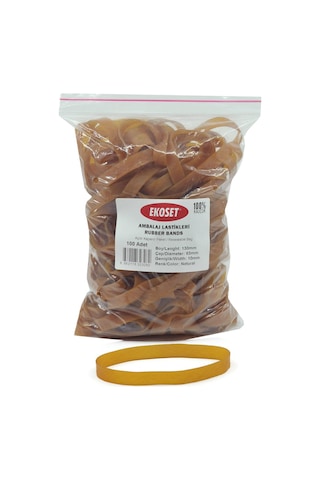 Ekoset 130X10Mm Geniş Kauçuk Paket Ambalaj Kasa Lastiği 100 Adet