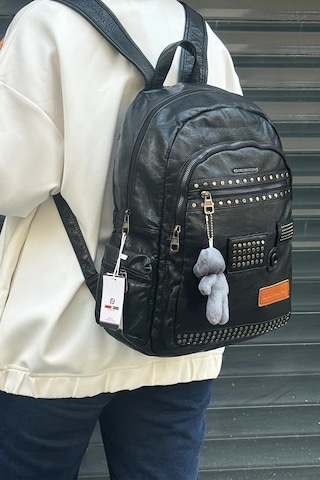 Just Polo Kadın Büyük Boy İthal Yıkamalı Deri Okul Ve Sırt Çantası Tote Bag Siyah