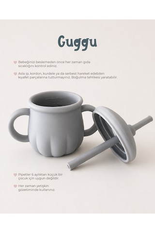 Tgm Baby Guggu Ultra Premium Silikon Pipetli Alıştırma Bardağı 200 Ml Açık Mavi