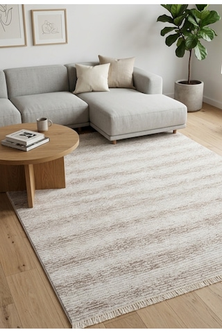 Classi Soft İnce Saten Bambu Halı Kaymaz Taban Yıkanabilir Modern Salon Mutfak Koridor Halısı Kahverengi