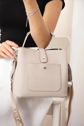 Just Polo Kadın Orijinal Just Polo Taş 3 Gözlü Su Geçirmez Çapraz Ve Omuz Çantası 22 X 20 Cm Ekru
