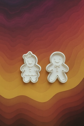 Gingerbread Kurabiye Kalıbı Seti 2li Beyaz Kız Ve Erkek Yılbaşı Kurabiye Hamur Kalıbı Beyaz
