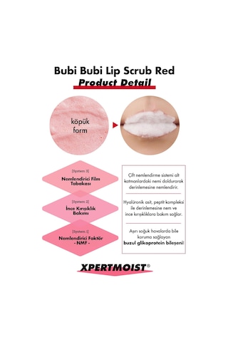 Unpa Ölü Derileri Arındıran Köpüren Dudak Peelingi UNPA Bubi Bubi Lip Scrub Red