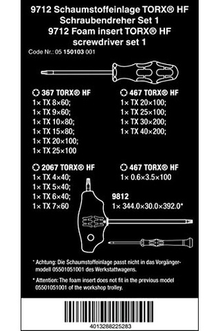 05150103001 9712 Sünger Ped, Torx Hf Tornavida Set 1, 14 Parça