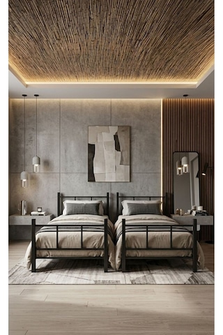 Yavrulu Ranza 90x190 Yatak Uyumlu 3 Kişilik Siyah Metal Ranza Karyola 60 x 120 CM