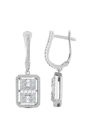 Modern Tasarım 1.22 Ct Baget Kare Tektaş  Küpe