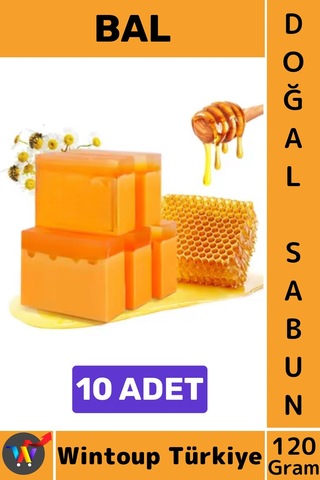 Katısabun %100 Doğal Bitkisel El Yüz Saç Vücut Cilt İçin Organik Bal Sabunu 120 Gram 10 Adet Karışık