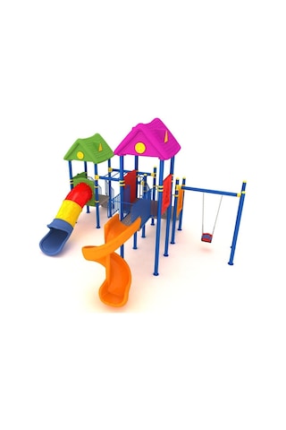 3 Kuleli 2 Kaydıraklı Çocuk Oyun Grubu Enj 03 07-69 Çok Renkli