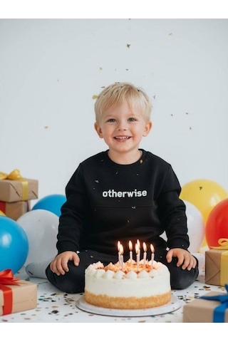 Zekids Erkek Çocuk Otherwise Yazılı Pamuklu Sweatshirt-14231 Siyah