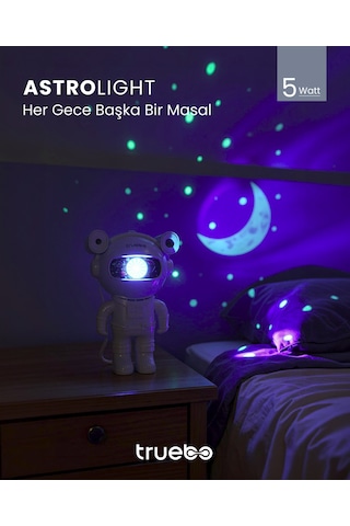 Truebo AstroLight Bluetooth Hoparlör Gece Lambası Beyaz