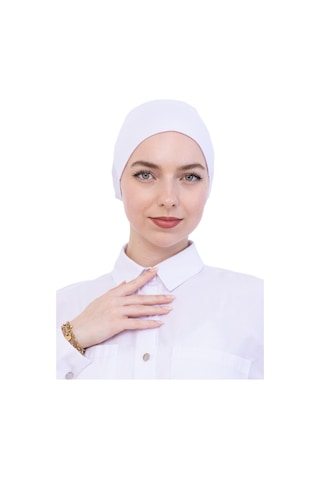 Modish Group Pratik Bone Pamuklu Tesettür İç Bone, Başörtüsü İçin Hazır Viskon Şapka, Namaz Günlük Kullanım İçin Beyaz