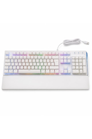 Türkçe Q Mekanik Gaming Klavye Kablolu Usb Rainbow Led Aydınlatmalı Bilek Destekli Full Size Beyaz