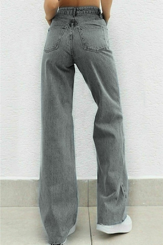 Lavajeans Jordan Füme Likralı Bol Paça Jean - Salaş Wide Leg Kot Pantolon Füme