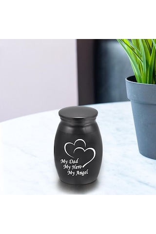 Homyl Metal Urn Anıları Tutmak Cenaze Hatıra Pet Mezar Siyah Altın