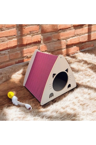 Kedi Köpek Evi 40 45cm 8mm A Kalite Mdf Kaplama Şık Tasarım Rahat Ve Yıkanabilir Minder Yatak Dahil