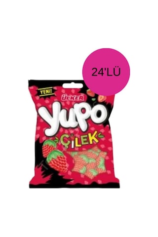 Ülker Yupo Jelibon Çilek Aromalı Yumuşak Şekerleme 80 Gr 24 Adet
