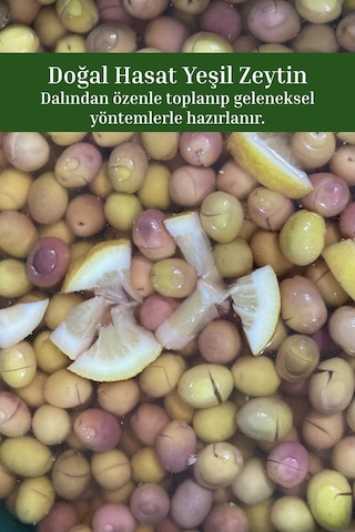 1 Kg Yeşil Kırma Zeytin Edremit - 1 Numara