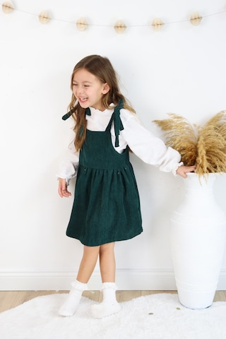 Fitilli Kadife Elbise İkili Takım Yesil