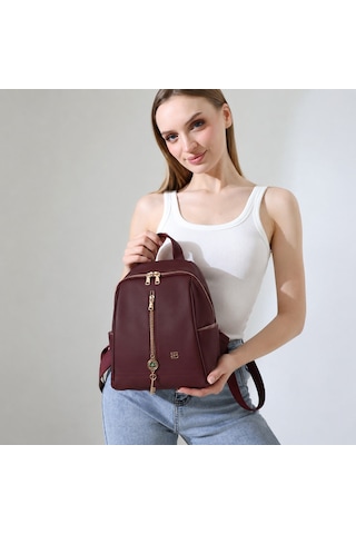 Bloominbag Burkley Avelıne Bordeaux Wine Pu Deri Kadın Sırt Çantası bordo