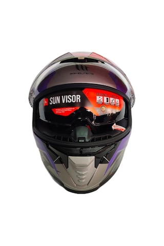 Mt Thunder 4SV Valiant B2 Güneş Vizörlü Kask Mor Parlak Gri Sarı