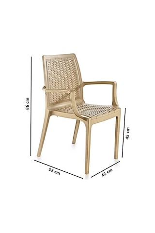 Omnipazar Sy-2524 Örgü Desenli Rattan Bahçe Koltuk Sandalye 4'lü Set Bej Bej